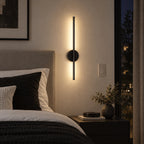 Rechargeable Wall Sconces Set of 2 - Black Linear LED Wall Lights, Battery Operated Wireless Wall Lamp with Remote & Dimmer