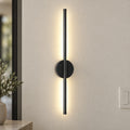 Rechargeable Wall Sconces Set of 2 - Black Linear LED Wall Lights, Battery Operated Wireless Wall Lamp with Remote & Dimmer