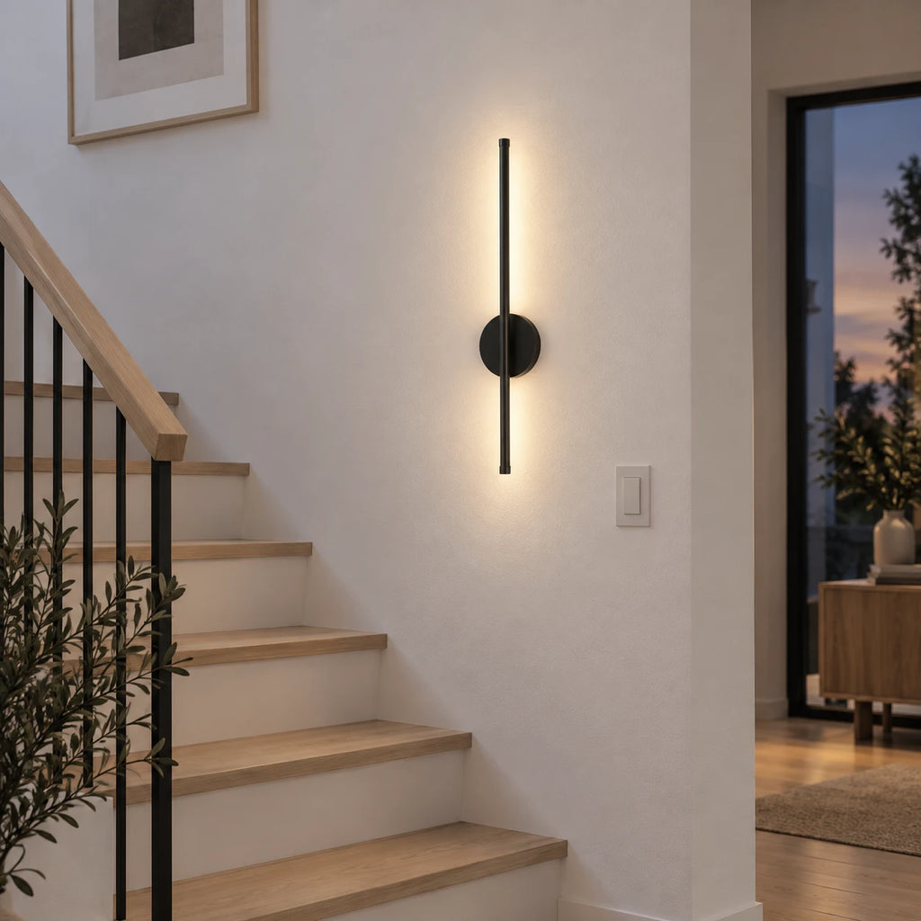 Rechargeable Wall Sconces Set of 2 - Black Linear LED Wall Lights, Battery Operated Wireless Wall Lamp with Remote & Dimmer