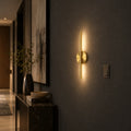 Rechargeable Wall Sconces Set of 2 - Gold Linear LED Wall Lights, Battery Operated Magnetic Wall Lamp with Remote, 20 in